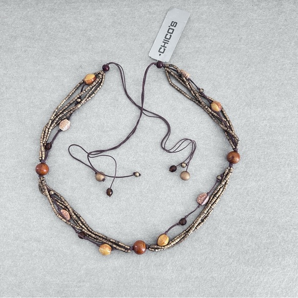 CHICO'S Bead Tie Belt Boho Size S/M - Picture 2 of 9